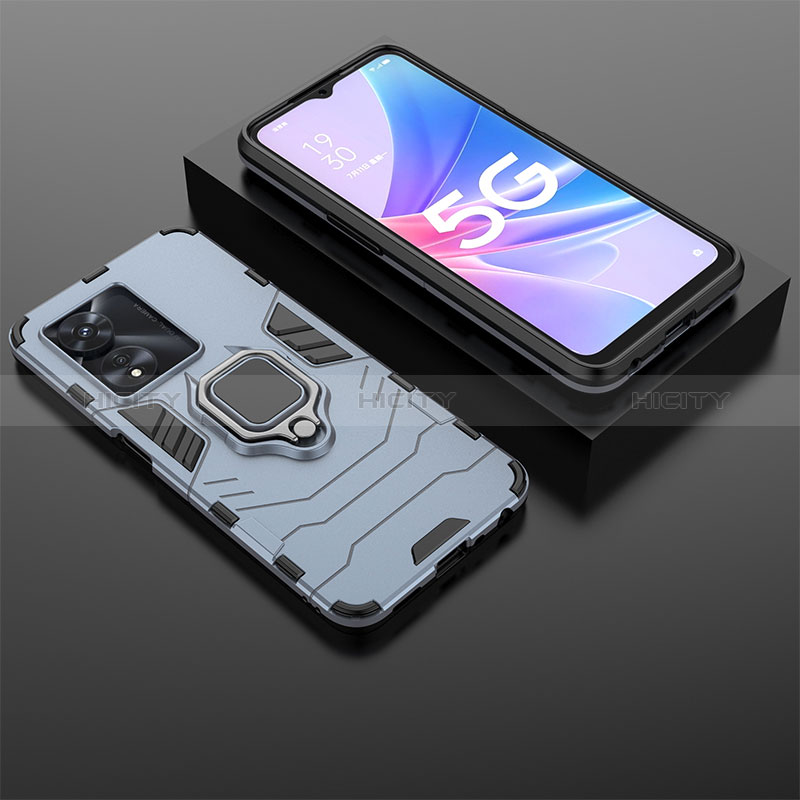 Silikon Hülle Handyhülle und Kunststoff Schutzhülle Hartschalen Tasche mit Magnetisch Fingerring Ständer S01 für Oppo A1 Pro 5G groß