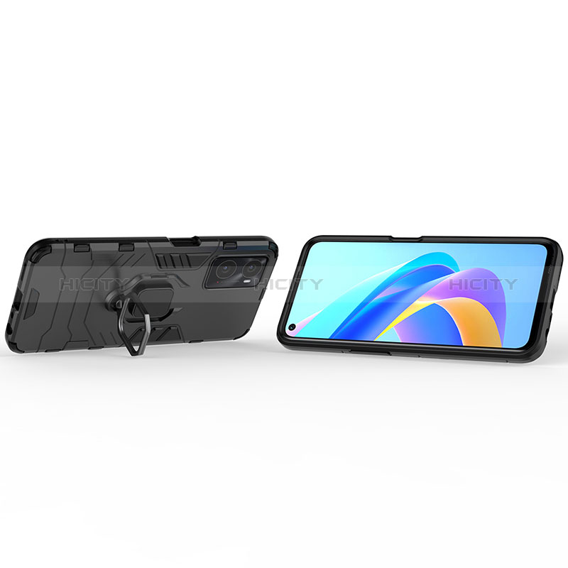 Silikon Hülle Handyhülle und Kunststoff Schutzhülle Hartschalen Tasche mit Magnetisch Fingerring Ständer S01 für Oppo A36