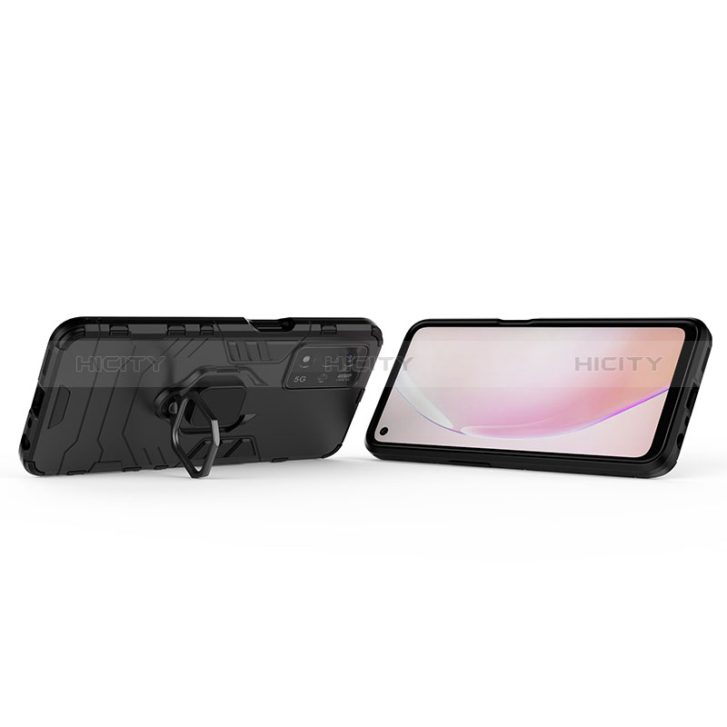 Silikon Hülle Handyhülle und Kunststoff Schutzhülle Hartschalen Tasche mit Magnetisch Fingerring Ständer S01 für Oppo A93s 5G