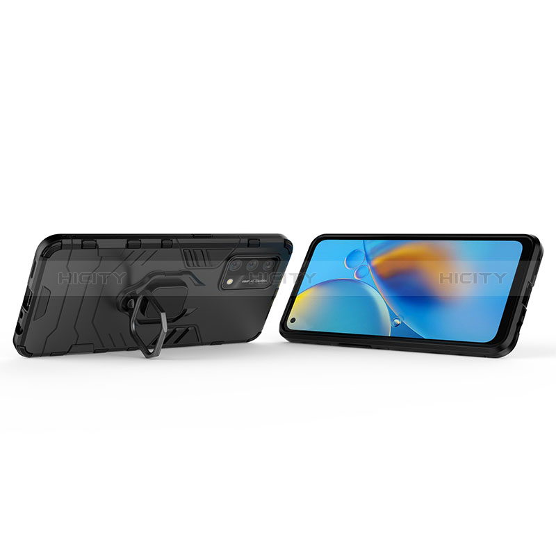 Silikon Hülle Handyhülle und Kunststoff Schutzhülle Hartschalen Tasche mit Magnetisch Fingerring Ständer S01 für Oppo A95 4G groß