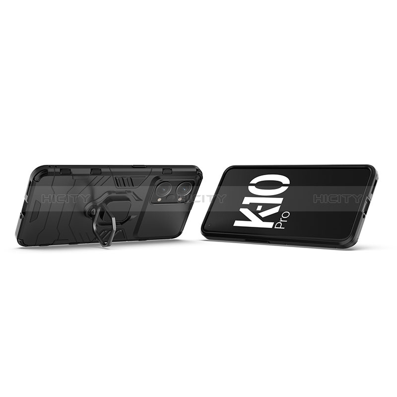 Silikon Hülle Handyhülle und Kunststoff Schutzhülle Hartschalen Tasche mit Magnetisch Fingerring Ständer S01 für Oppo K10 Pro 5G groß