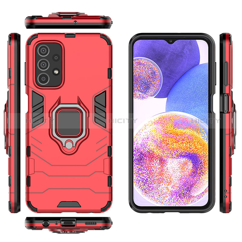 Silikon Hülle Handyhülle und Kunststoff Schutzhülle Hartschalen Tasche mit Magnetisch Fingerring Ständer S01 für Samsung Galaxy A23 5G