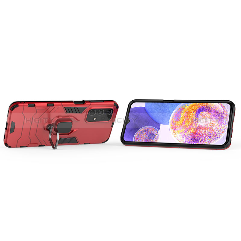 Silikon Hülle Handyhülle und Kunststoff Schutzhülle Hartschalen Tasche mit Magnetisch Fingerring Ständer S01 für Samsung Galaxy A23 5G