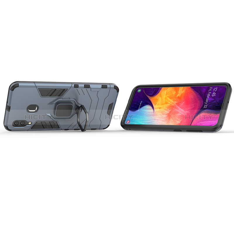 Silikon Hülle Handyhülle und Kunststoff Schutzhülle Hartschalen Tasche mit Magnetisch Fingerring Ständer S01 für Samsung Galaxy A30