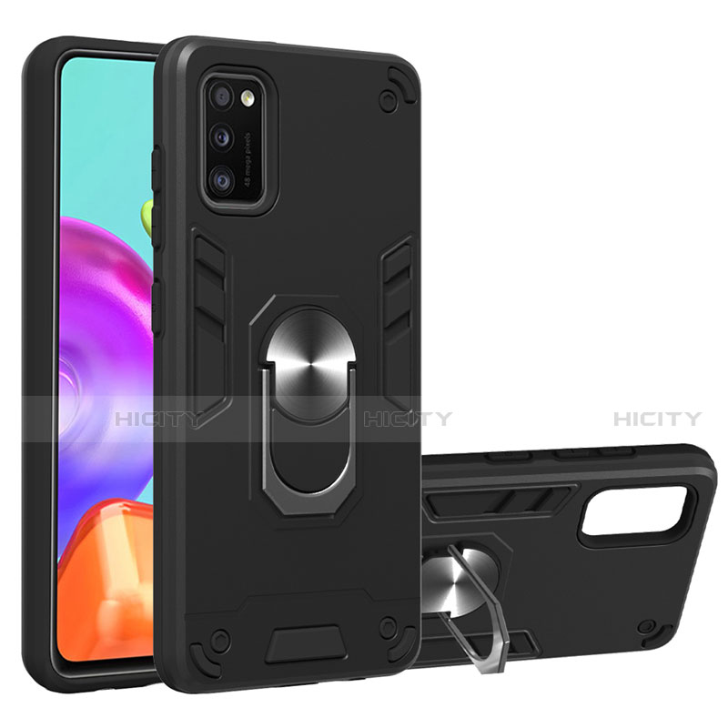 Silikon Hülle Handyhülle und Kunststoff Schutzhülle Hartschalen Tasche mit Magnetisch Fingerring Ständer S01 für Samsung Galaxy A41