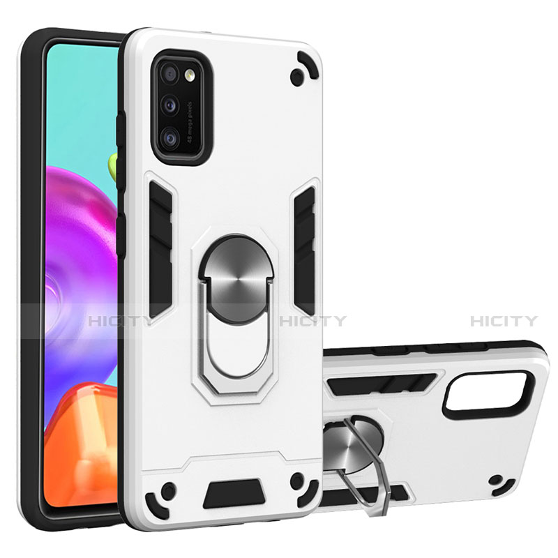 Silikon Hülle Handyhülle und Kunststoff Schutzhülle Hartschalen Tasche mit Magnetisch Fingerring Ständer S01 für Samsung Galaxy A41