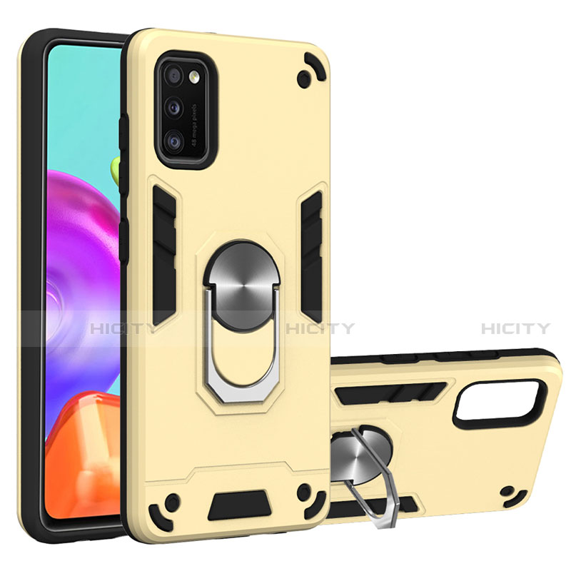 Silikon Hülle Handyhülle und Kunststoff Schutzhülle Hartschalen Tasche mit Magnetisch Fingerring Ständer S01 für Samsung Galaxy A41