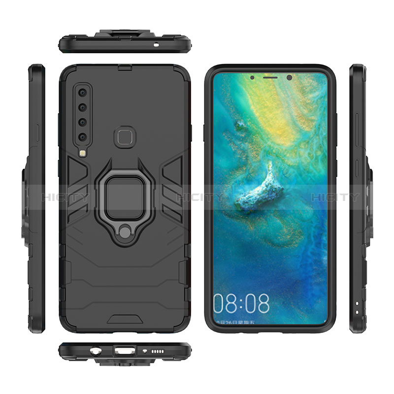 Silikon Hülle Handyhülle und Kunststoff Schutzhülle Hartschalen Tasche mit Magnetisch Fingerring Ständer S01 für Samsung Galaxy A9 (2018) A920