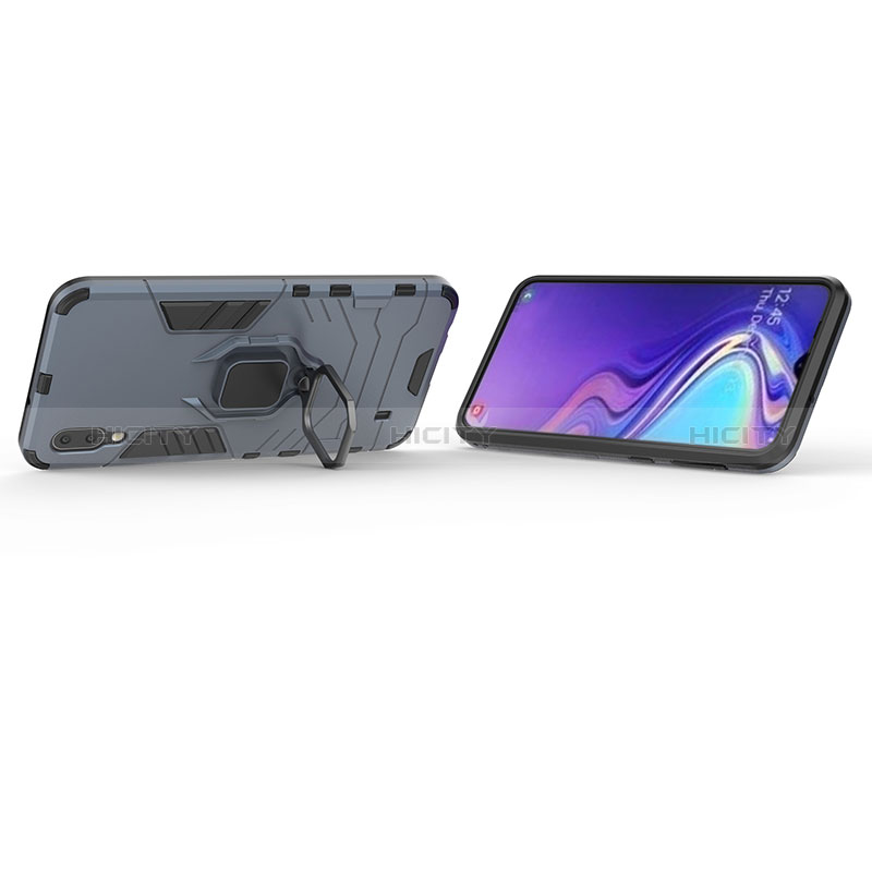 Silikon Hülle Handyhülle und Kunststoff Schutzhülle Hartschalen Tasche mit Magnetisch Fingerring Ständer S01 für Samsung Galaxy M10