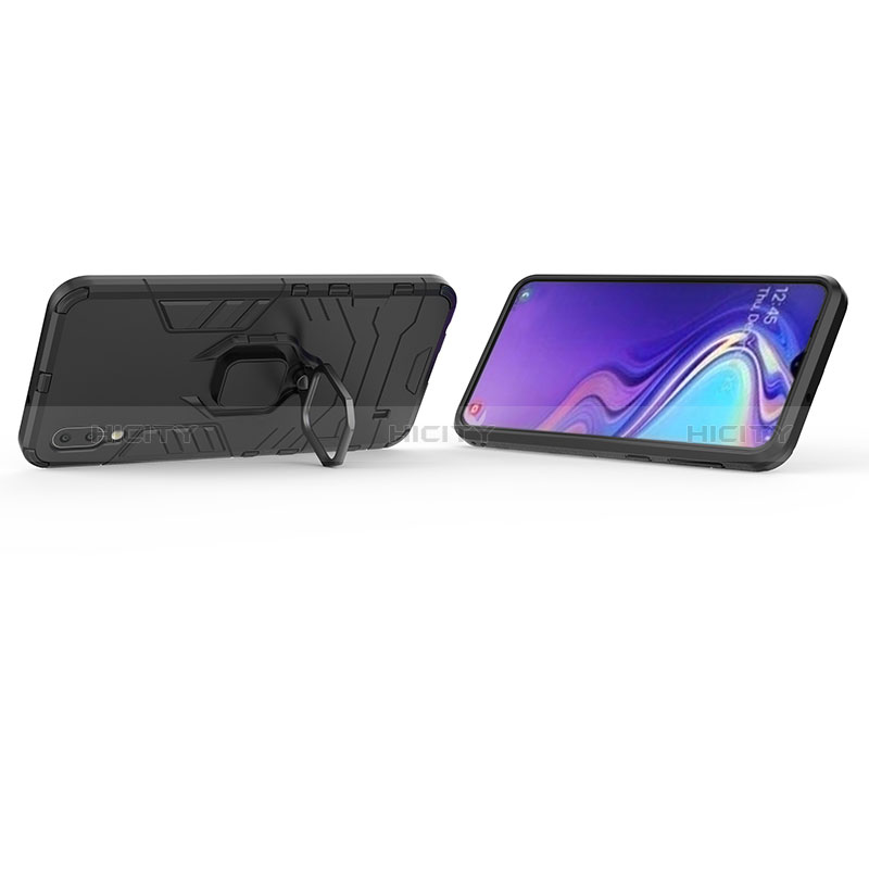 Silikon Hülle Handyhülle und Kunststoff Schutzhülle Hartschalen Tasche mit Magnetisch Fingerring Ständer S01 für Samsung Galaxy M10