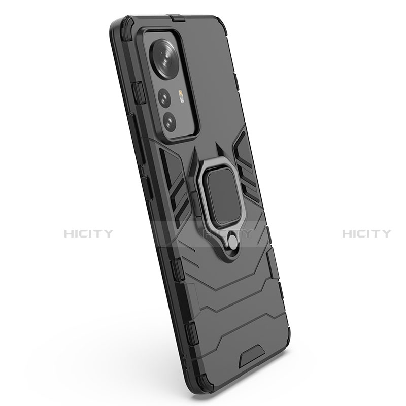 Silikon Hülle Handyhülle und Kunststoff Schutzhülle Hartschalen Tasche mit Magnetisch Fingerring Ständer S01 für Xiaomi Mi 12 5G groß