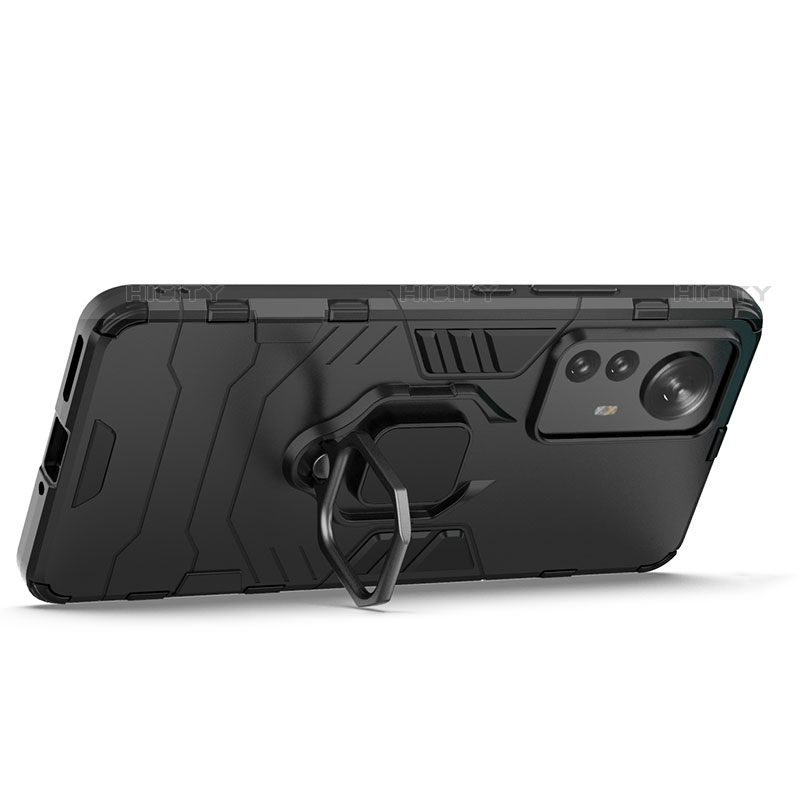 Silikon Hülle Handyhülle und Kunststoff Schutzhülle Hartschalen Tasche mit Magnetisch Fingerring Ständer S01 für Xiaomi Mi 12S Pro 5G