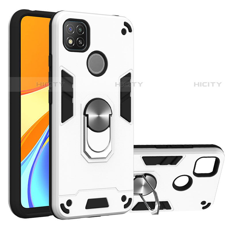 Silikon Hülle Handyhülle und Kunststoff Schutzhülle Hartschalen Tasche mit Magnetisch Fingerring Ständer S01 für Xiaomi Redmi 9 India