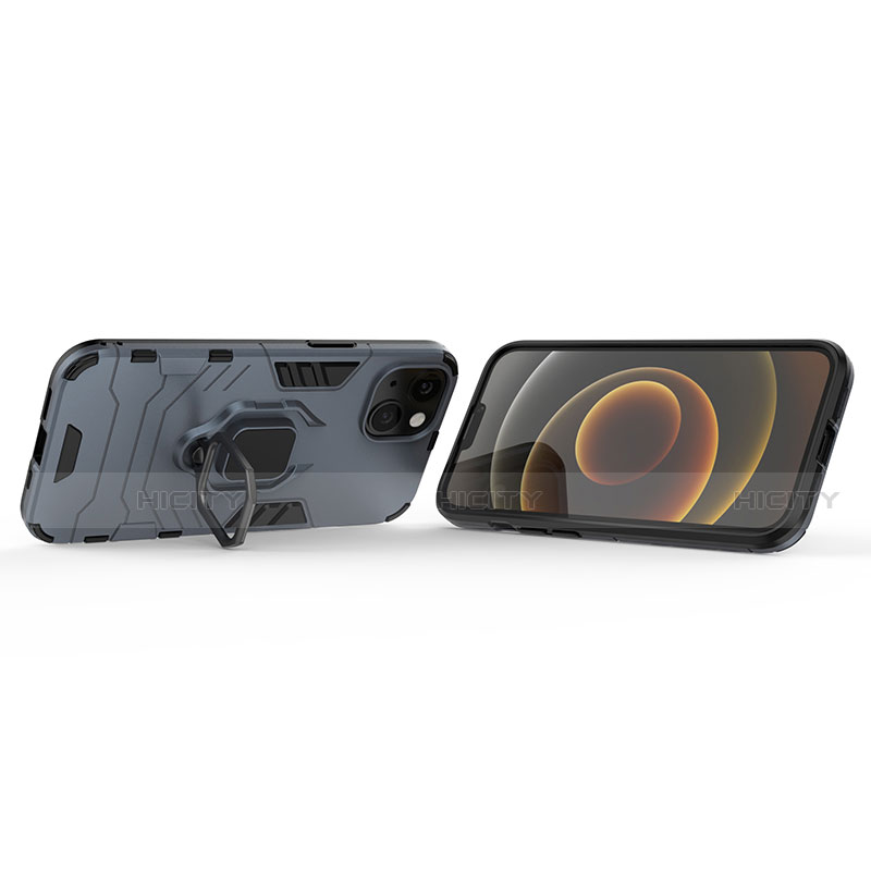 Silikon Hülle Handyhülle und Kunststoff Schutzhülle Hartschalen Tasche mit Magnetisch Fingerring Ständer S02 für Apple iPhone 13 Mini
