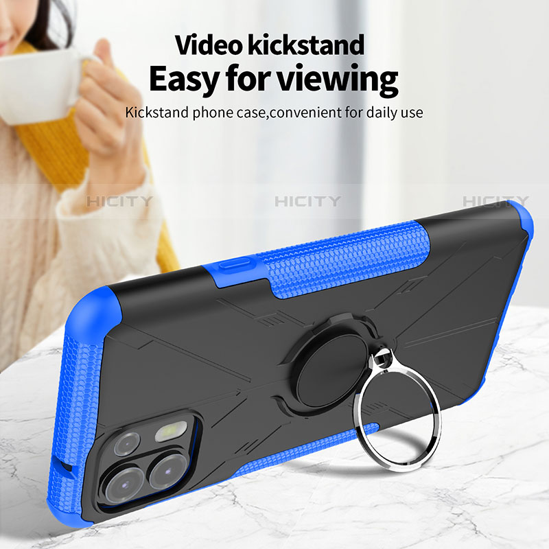 Silikon Hülle Handyhülle und Kunststoff Schutzhülle Hartschalen Tasche mit Magnetisch Fingerring Ständer S02 für Motorola Moto Edge 20 Lite 5G