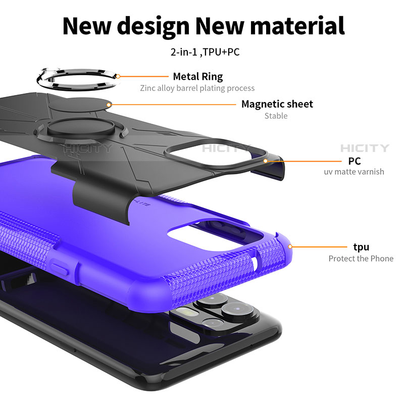 Silikon Hülle Handyhülle und Kunststoff Schutzhülle Hartschalen Tasche mit Magnetisch Fingerring Ständer S02 für Motorola Moto Edge 20 Lite 5G