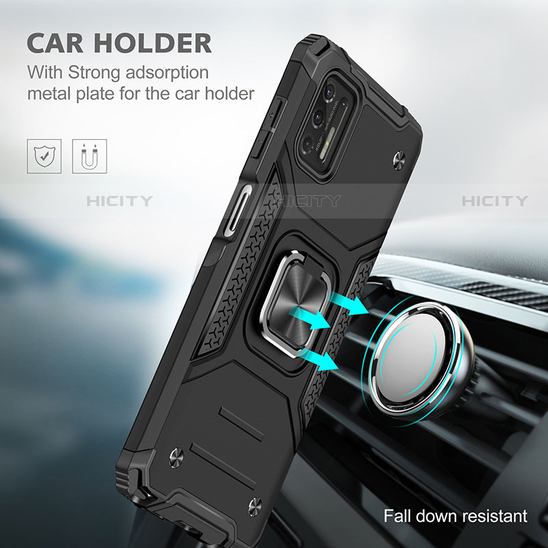 Silikon Hülle Handyhülle und Kunststoff Schutzhülle Hartschalen Tasche mit Magnetisch Fingerring Ständer S02 für Motorola Moto G Stylus (2021)
