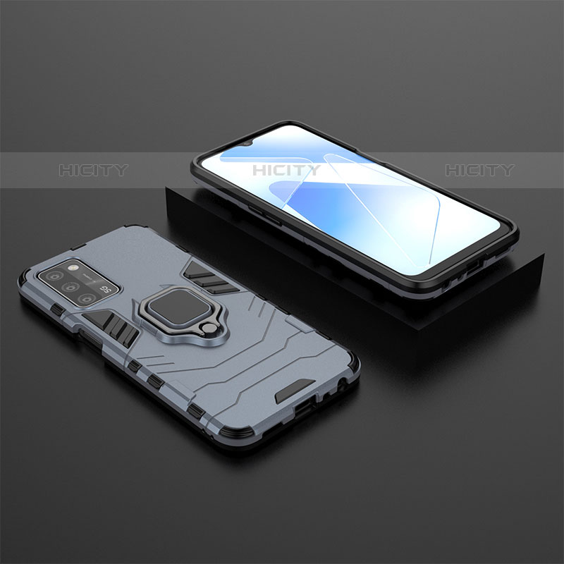 Silikon Hülle Handyhülle und Kunststoff Schutzhülle Hartschalen Tasche mit Magnetisch Fingerring Ständer S02 für Oppo A55 5G