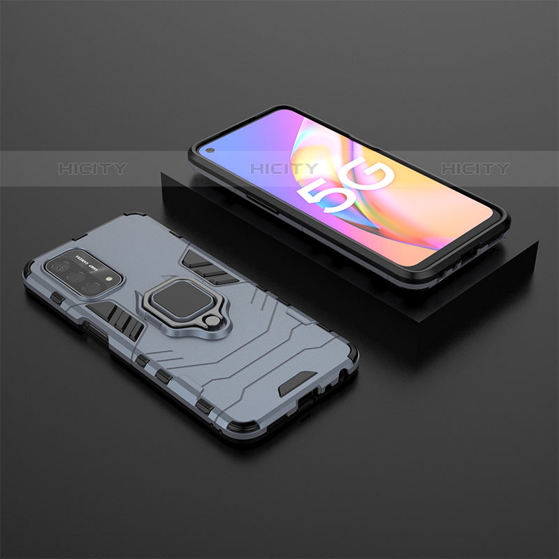 Silikon Hülle Handyhülle und Kunststoff Schutzhülle Hartschalen Tasche mit Magnetisch Fingerring Ständer S02 für Oppo A93 5G groß