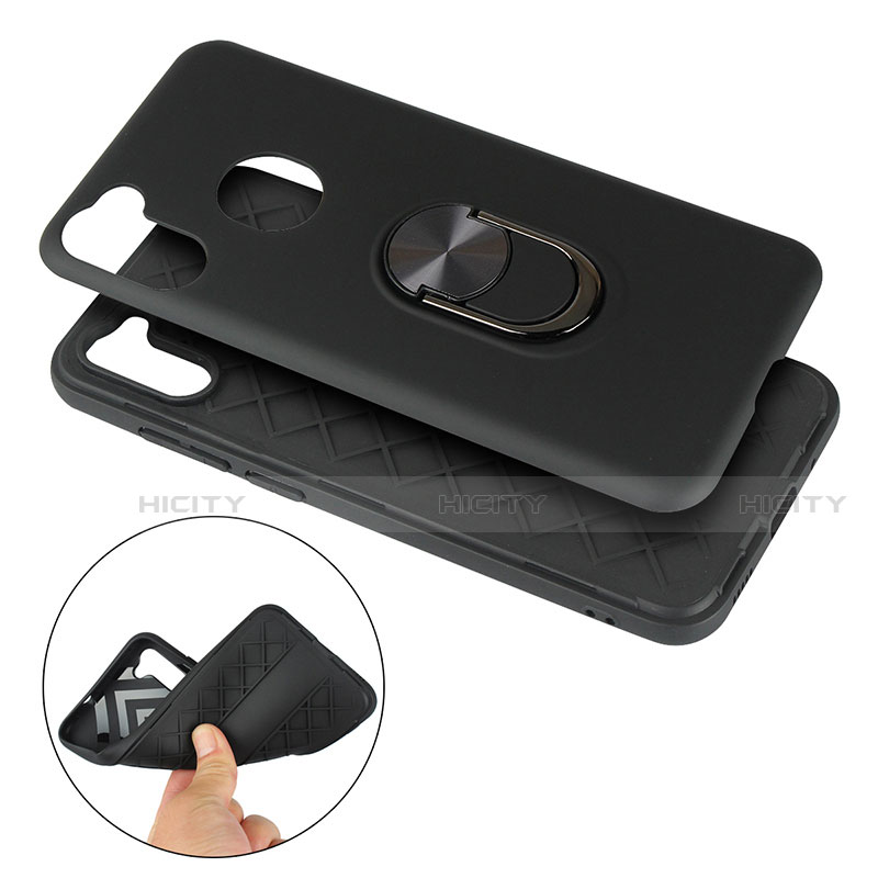 Silikon Hülle Handyhülle und Kunststoff Schutzhülle Hartschalen Tasche mit Magnetisch Fingerring Ständer S02 für Samsung Galaxy A11