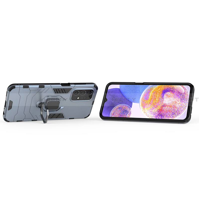 Silikon Hülle Handyhülle und Kunststoff Schutzhülle Hartschalen Tasche mit Magnetisch Fingerring Ständer S02 für Samsung Galaxy A23 4G