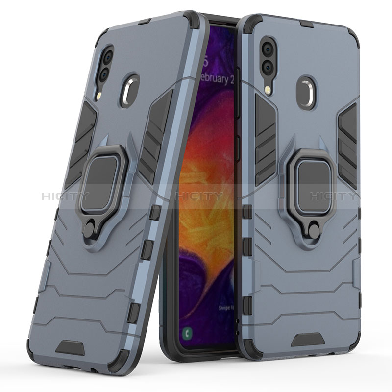 Silikon Hülle Handyhülle und Kunststoff Schutzhülle Hartschalen Tasche mit Magnetisch Fingerring Ständer S02 für Samsung Galaxy A30