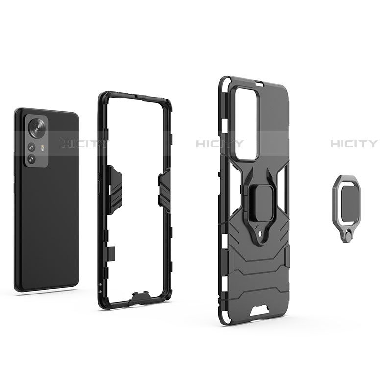 Silikon Hülle Handyhülle und Kunststoff Schutzhülle Hartschalen Tasche mit Magnetisch Fingerring Ständer S02 für Xiaomi Mi 12X 5G groß