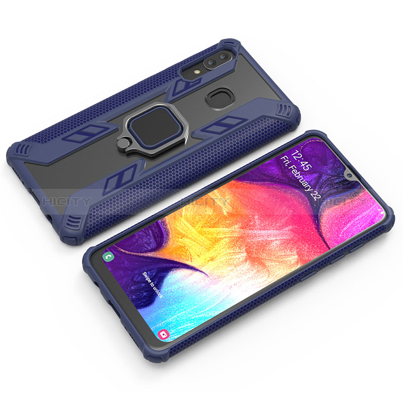 Silikon Hülle Handyhülle und Kunststoff Schutzhülle Hartschalen Tasche mit Magnetisch Fingerring Ständer S03 für Samsung Galaxy A30