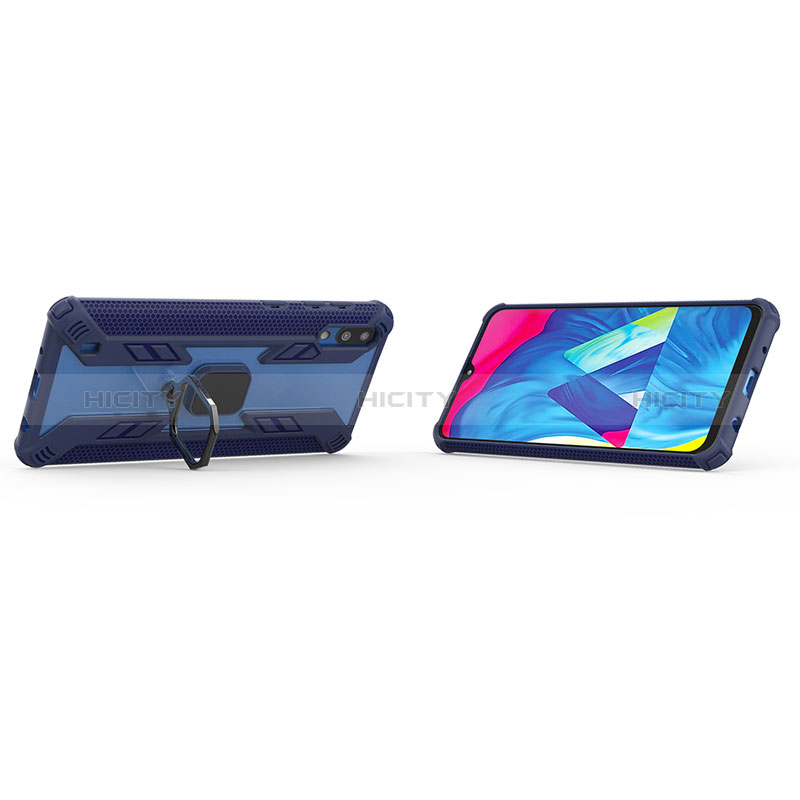 Silikon Hülle Handyhülle und Kunststoff Schutzhülle Hartschalen Tasche mit Magnetisch Fingerring Ständer S03 für Samsung Galaxy M10