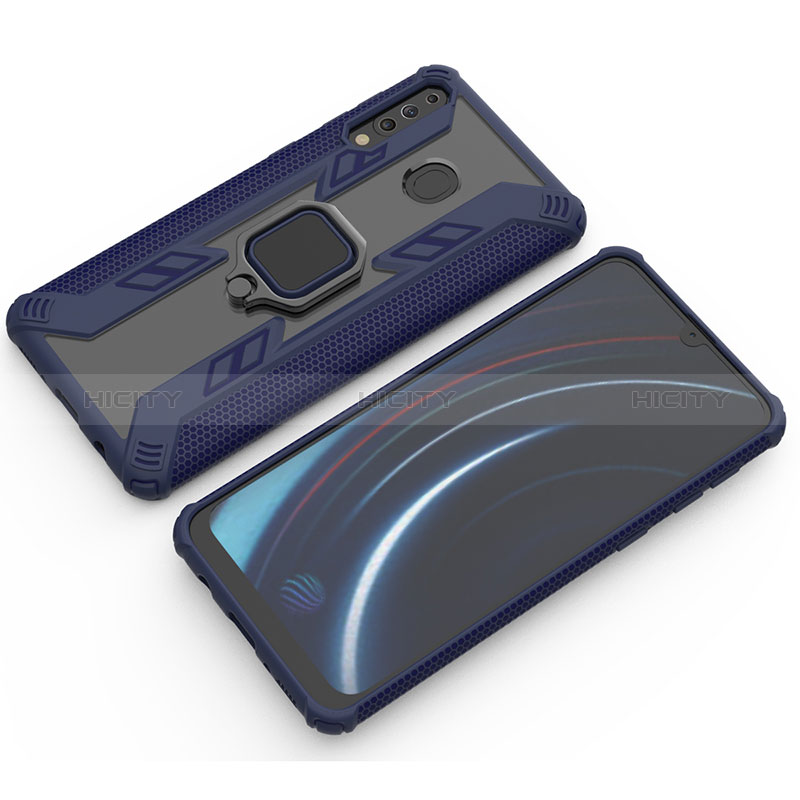 Silikon Hülle Handyhülle und Kunststoff Schutzhülle Hartschalen Tasche mit Magnetisch Fingerring Ständer S03 für Samsung Galaxy M30