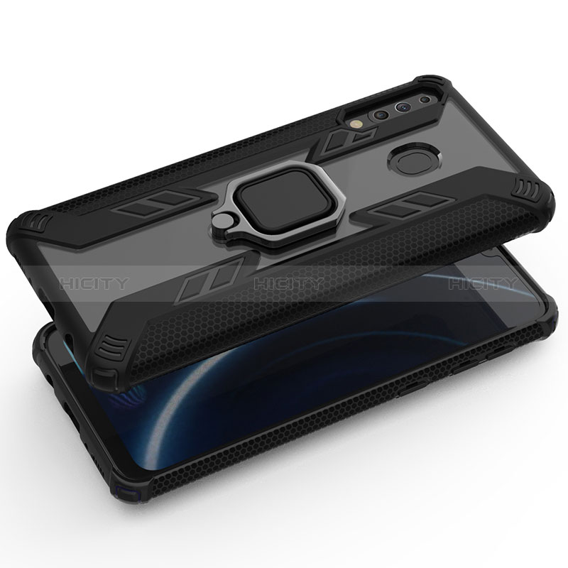 Silikon Hülle Handyhülle und Kunststoff Schutzhülle Hartschalen Tasche mit Magnetisch Fingerring Ständer S03 für Samsung Galaxy M30