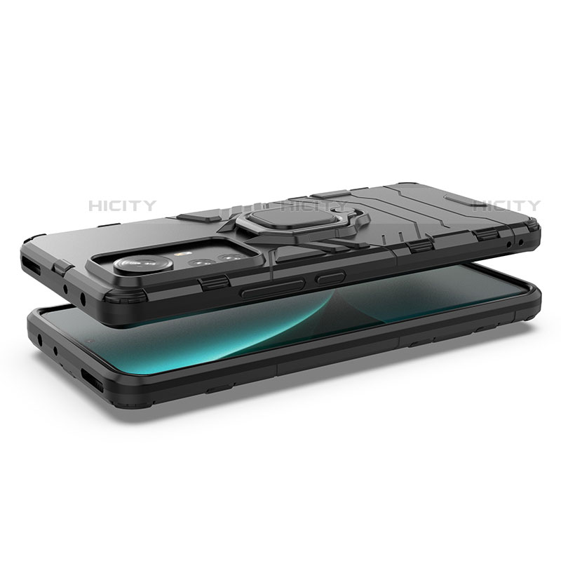 Silikon Hülle Handyhülle und Kunststoff Schutzhülle Hartschalen Tasche mit Magnetisch Fingerring Ständer S03 für Xiaomi Mi 12 Pro 5G