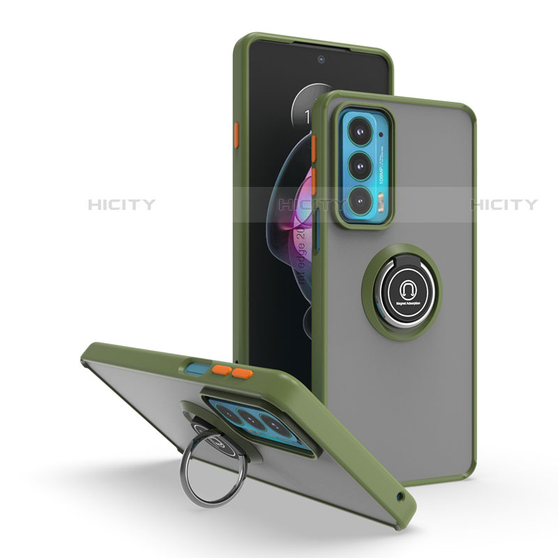Silikon Hülle Handyhülle und Kunststoff Schutzhülle Hartschalen Tasche mit Magnetisch Fingerring Ständer S04 für Motorola Moto Edge Lite 5G