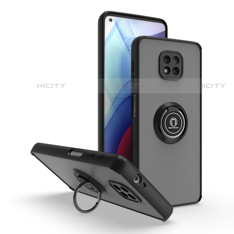 Silikon Hülle Handyhülle und Kunststoff Schutzhülle Hartschalen Tasche mit Magnetisch Fingerring Ständer S04 für Motorola Moto G Power (2021) groß