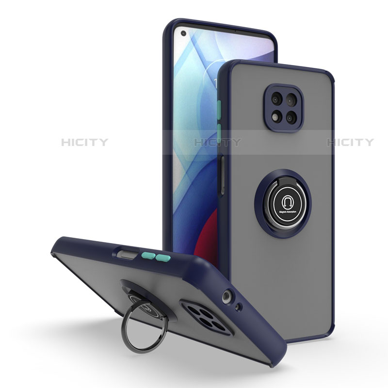 Silikon Hülle Handyhülle und Kunststoff Schutzhülle Hartschalen Tasche mit Magnetisch Fingerring Ständer S04 für Motorola Moto G Power (2021)