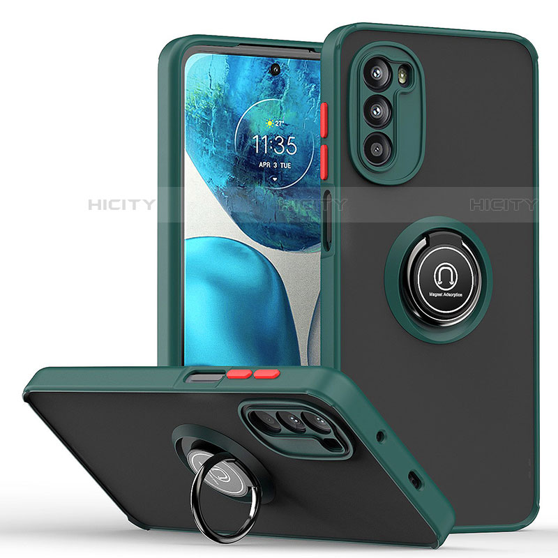 Silikon Hülle Handyhülle und Kunststoff Schutzhülle Hartschalen Tasche mit Magnetisch Fingerring Ständer S04 für Motorola MOTO G52