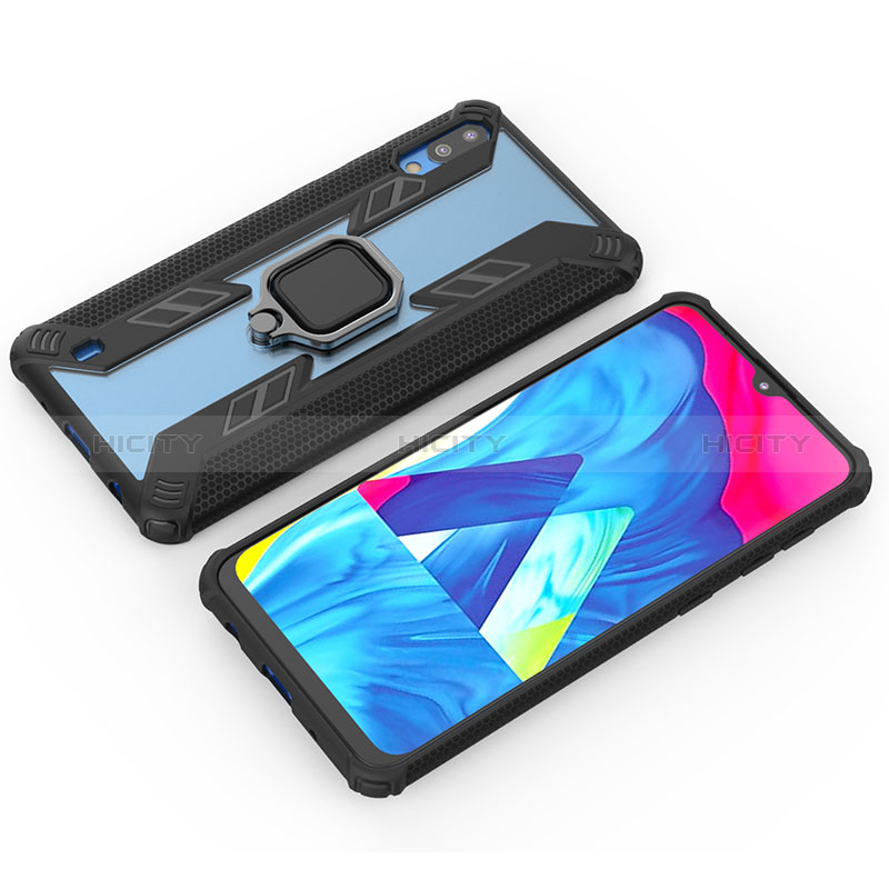 Silikon Hülle Handyhülle und Kunststoff Schutzhülle Hartschalen Tasche mit Magnetisch Fingerring Ständer S04 für Samsung Galaxy M10