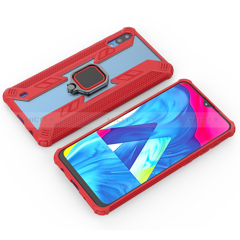 Silikon Hülle Handyhülle und Kunststoff Schutzhülle Hartschalen Tasche mit Magnetisch Fingerring Ständer S04 für Samsung Galaxy M10