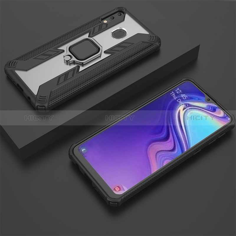 Silikon Hülle Handyhülle und Kunststoff Schutzhülle Hartschalen Tasche mit Magnetisch Fingerring Ständer S04 für Samsung Galaxy M20