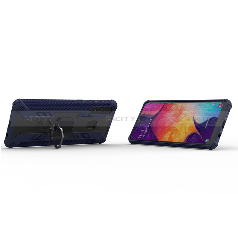 Silikon Hülle Handyhülle und Kunststoff Schutzhülle Hartschalen Tasche mit Magnetisch Fingerring Ständer S05 für Samsung Galaxy A20