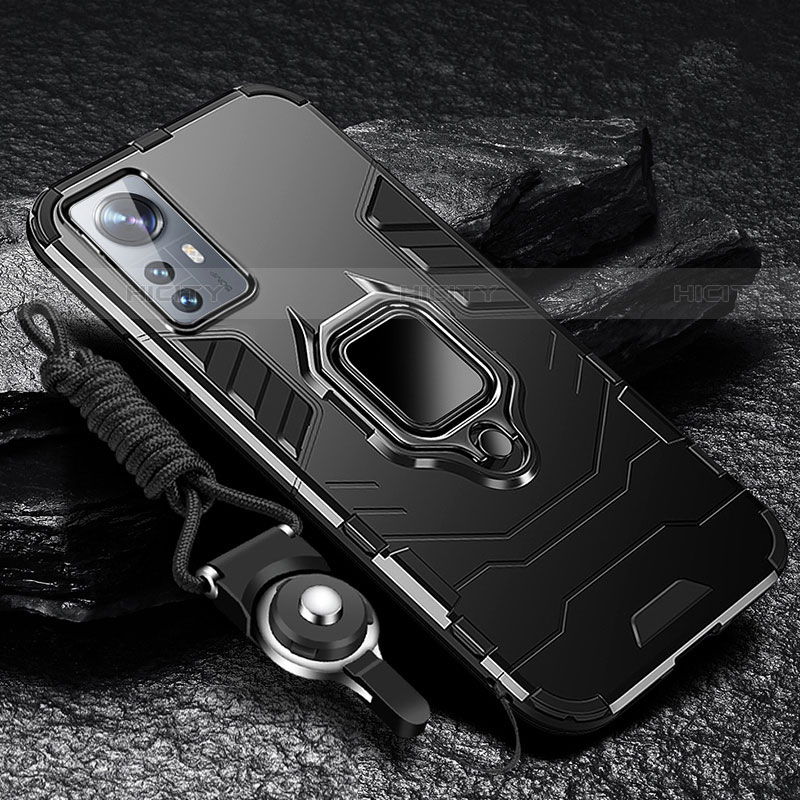 Silikon Hülle Handyhülle und Kunststoff Schutzhülle Hartschalen Tasche mit Magnetisch Fingerring Ständer S05 für Xiaomi Mi 12S 5G