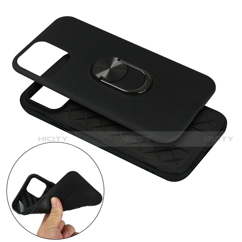 Silikon Hülle Handyhülle und Kunststoff Schutzhülle Hartschalen Tasche mit Magnetisch Fingerring Ständer S06 für Apple iPhone 12 Mini