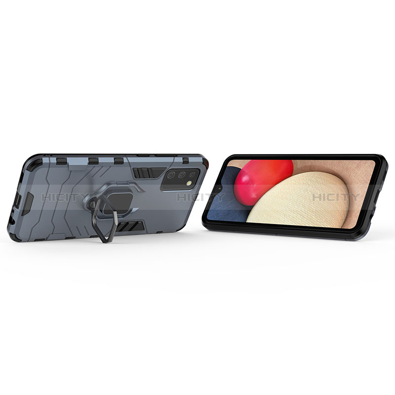 Silikon Hülle Handyhülle und Kunststoff Schutzhülle Hartschalen Tasche mit Magnetisch Fingerring Ständer S06 für Samsung Galaxy A02s