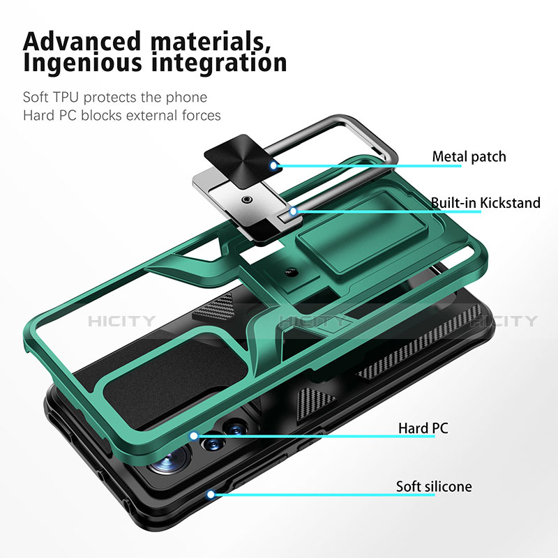 Silikon Hülle Handyhülle und Kunststoff Schutzhülle Hartschalen Tasche mit Magnetisch Fingerring Ständer S06 für Xiaomi Mi 12 5G