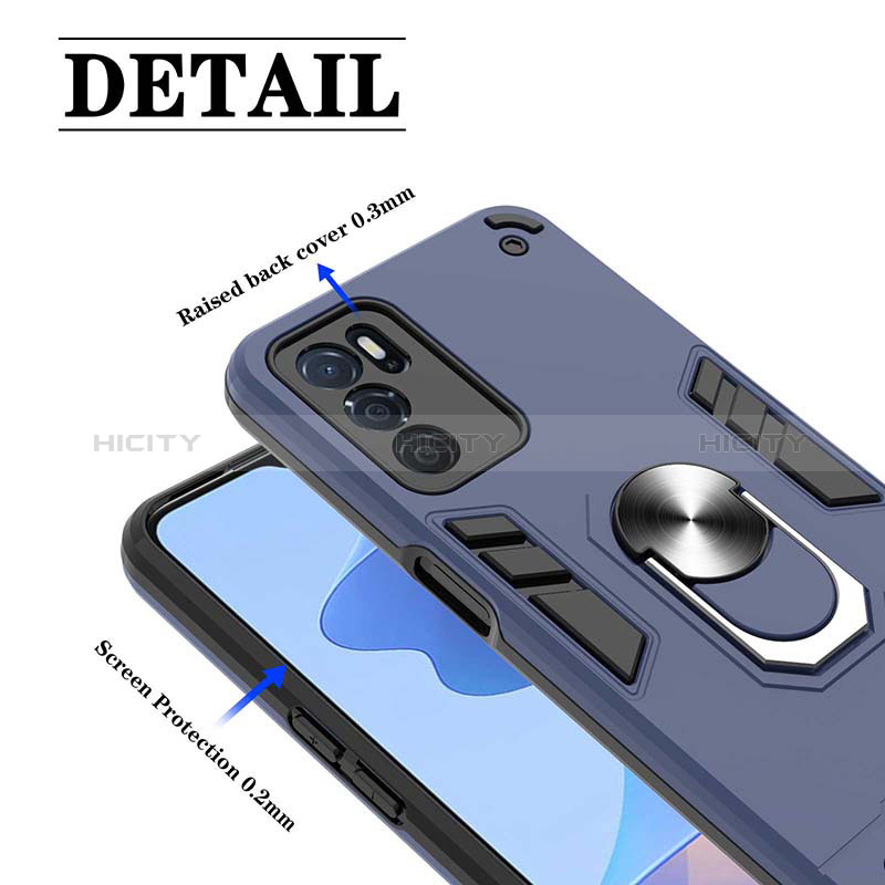 Silikon Hülle Handyhülle und Kunststoff Schutzhülle Hartschalen Tasche mit Magnetisch Fingerring Ständer Y01B für Oppo A16