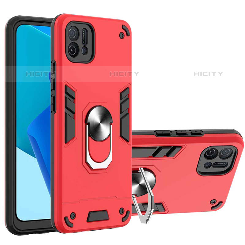 Silikon Hülle Handyhülle und Kunststoff Schutzhülle Hartschalen Tasche mit Magnetisch Fingerring Ständer Y01B für Oppo A16e groß