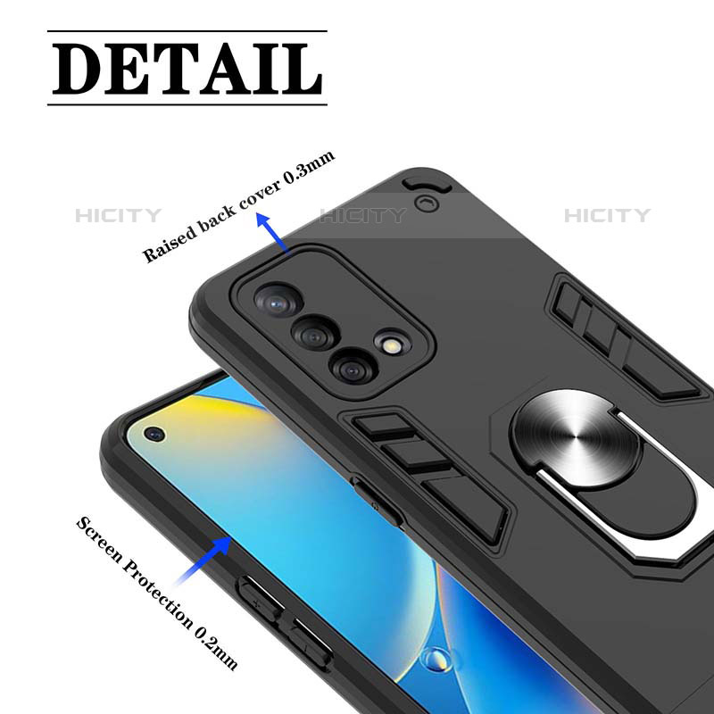 Silikon Hülle Handyhülle und Kunststoff Schutzhülle Hartschalen Tasche mit Magnetisch Fingerring Ständer Y01B für Oppo A74 4G