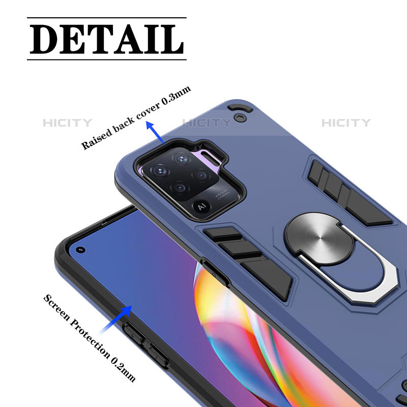 Silikon Hülle Handyhülle und Kunststoff Schutzhülle Hartschalen Tasche mit Magnetisch Fingerring Ständer Y01B für Oppo A94 4G groß