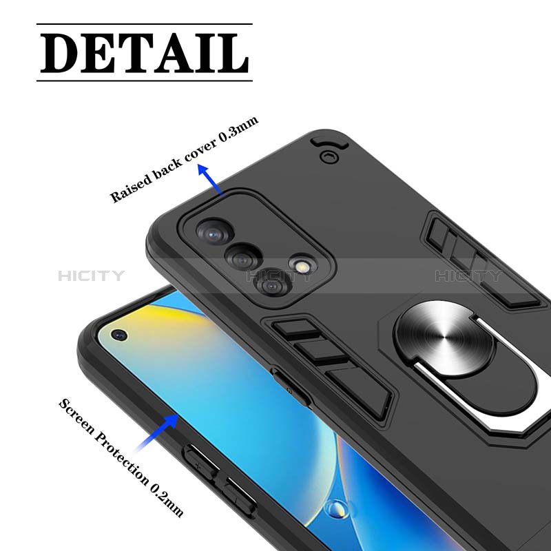 Silikon Hülle Handyhülle und Kunststoff Schutzhülle Hartschalen Tasche mit Magnetisch Fingerring Ständer Y01B für Oppo A95 4G groß