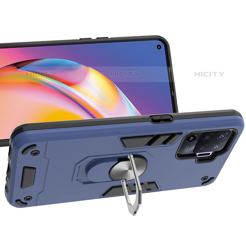 Silikon Hülle Handyhülle und Kunststoff Schutzhülle Hartschalen Tasche mit Magnetisch Fingerring Ständer Y01B für Oppo F19 Pro groß